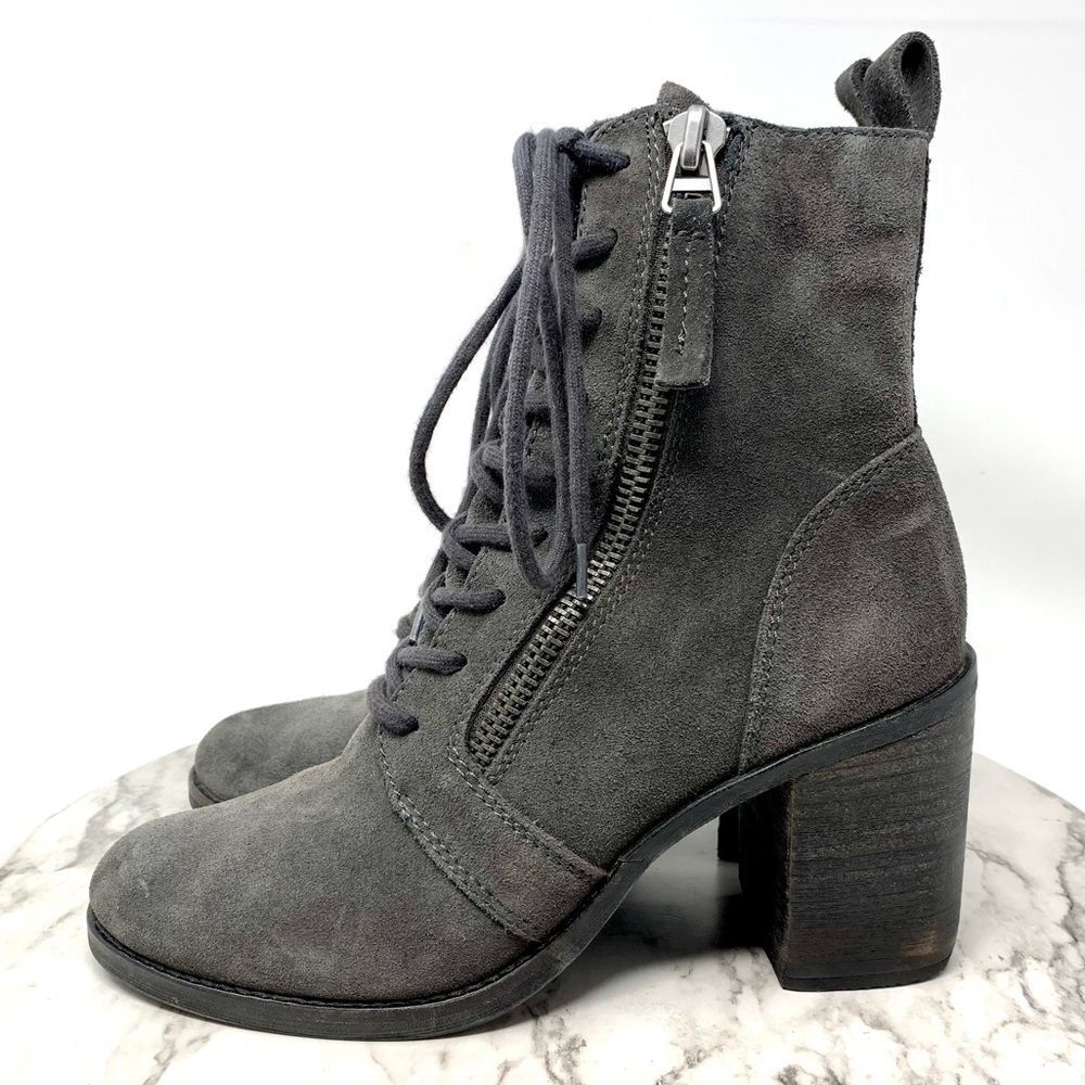 Dolce Vita Lela Lace Up Suede Combat Boots 8.5 Moto Bohemian Edgy Chunky Classic - Picture 3 of 16